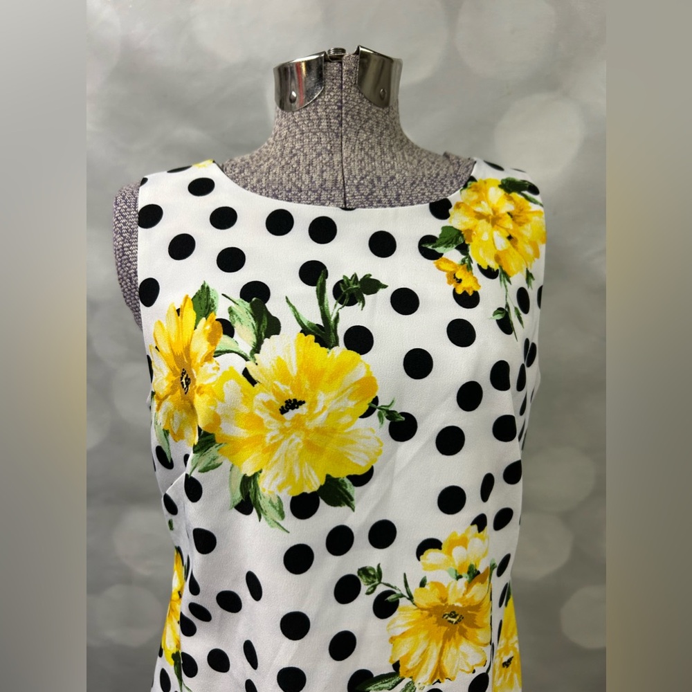 Alyx black polka dot and yellow floral sheath dress size 6 - Picture 2 of 4